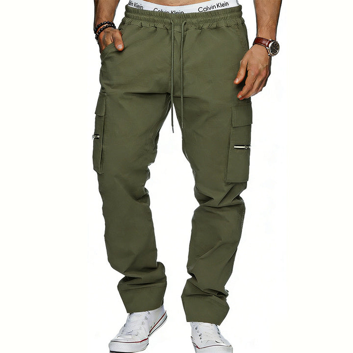 Herren Cargojogginghose mit elastischem Bund, Kordelzug und Reißverschlusstaschen – Bravaro
