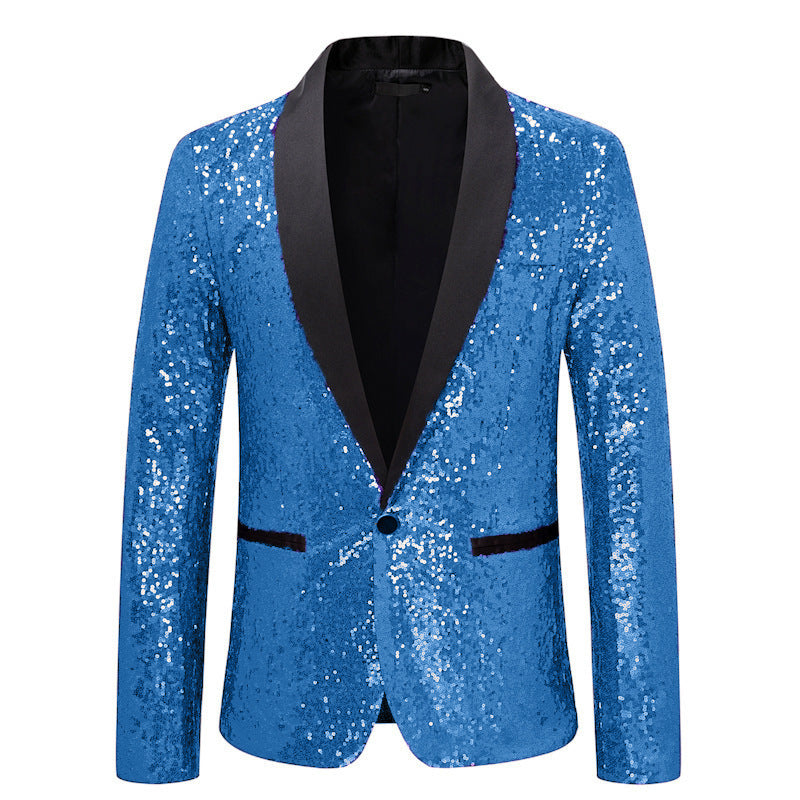 Herren schimmernder Paillettenblazer mit elegantem Revers Echoarchiv