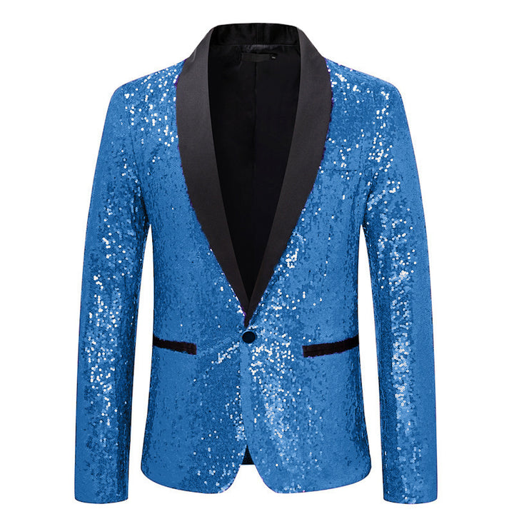 Herren schimmernder Paillettenblazer mit elegantem Revers Echoarchiv