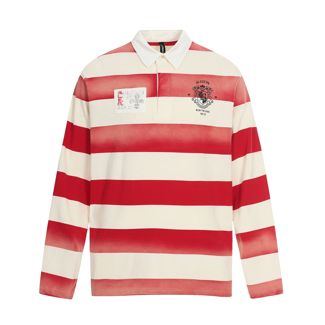 Herren Oversize Rugbyshirt mit Polokragen und breitem Streifenmuster Echoarchiv
