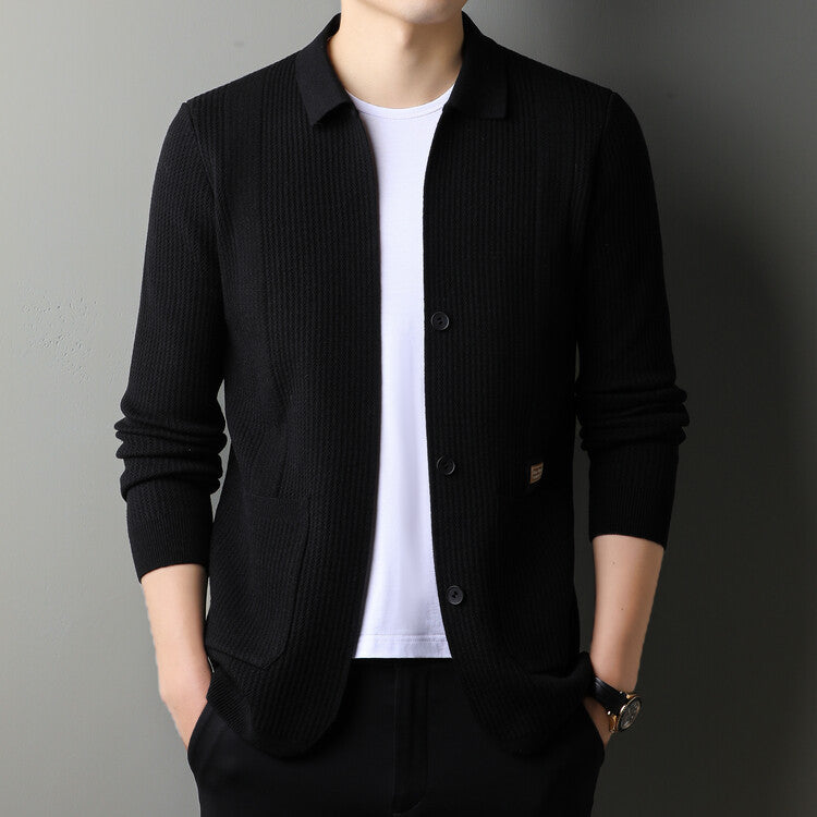 Herren lässiger Strickcardigan mit strukturierter Oberfläche Echoarchiv
