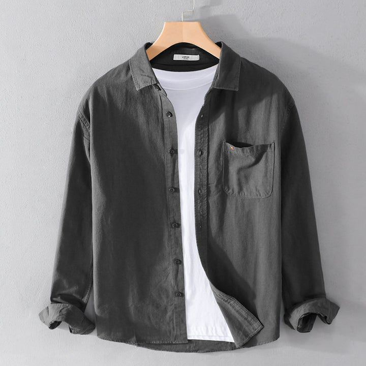 Herren Leichtes Baumwoll-Overshirt im Relaxed-Fit mit Brusttasche Echoarchiv