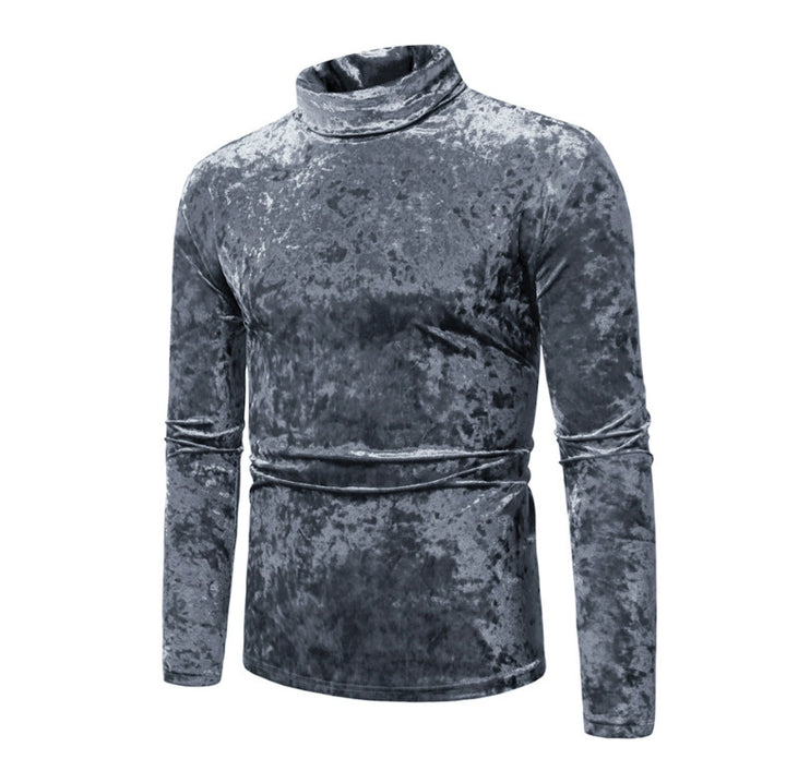Herren eleganter Rollkragenpullover aus Samt Echoarchiv