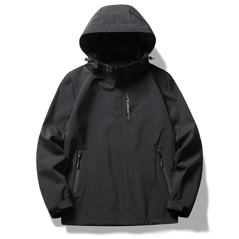 Herren wind- und wasserabweisende Softshell-Kapuzenjacke mit verdeckter Reißverschlussblende Echo Archiv