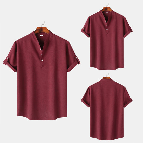 Herren Kurzarm-Hemd mit innovativem Henley-Kragen und lässigem Design Echoarchiv