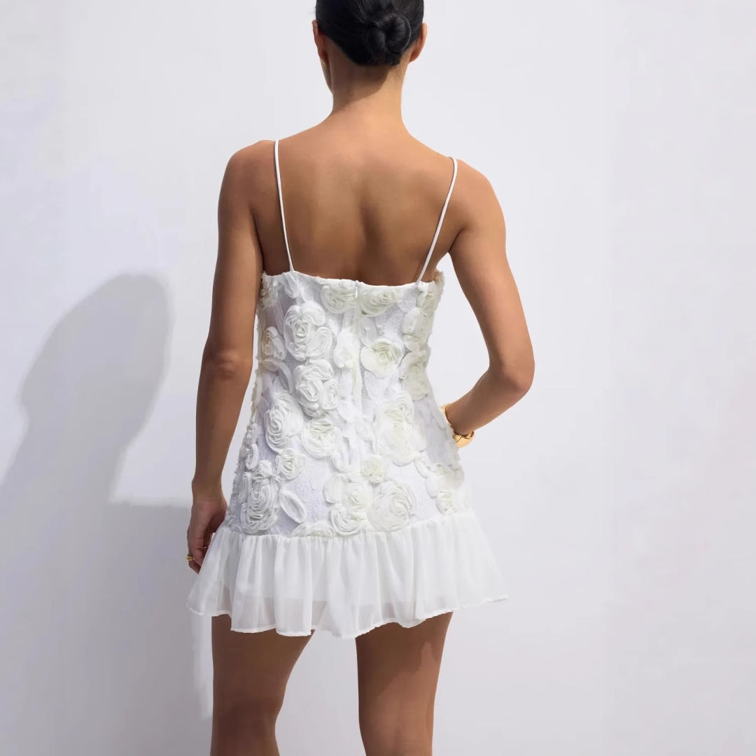 Damen Kleid mit floralen Applikationen und gerafftem Saum Echo Archiv