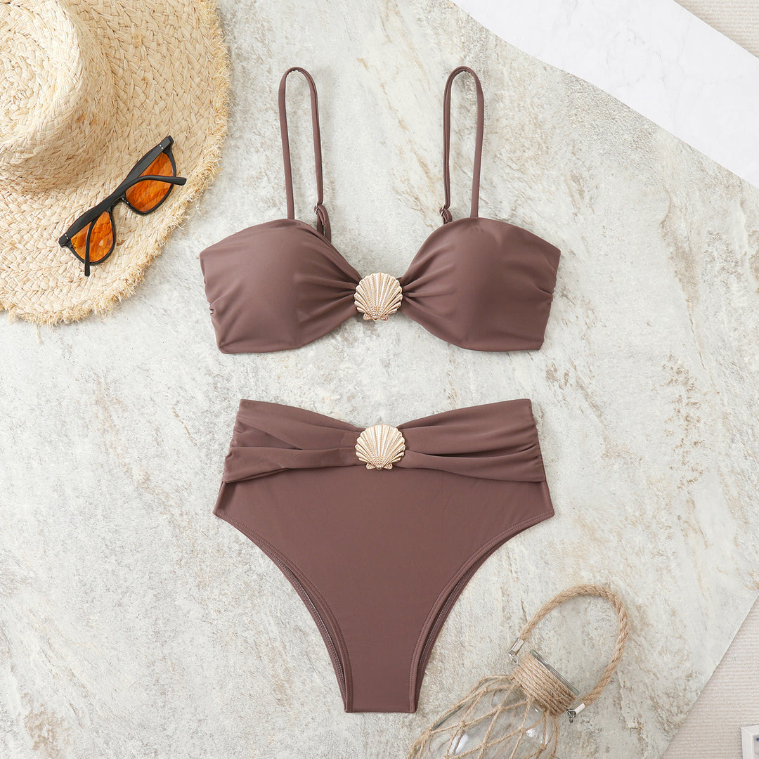 Damen Bikini-Set mit schickem Muschel-Detail und hohem Bund Echo Archiv