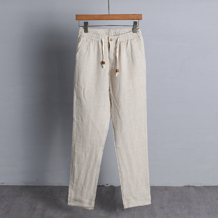 Damen Leinenhose mit elastischem Bund, Tunnelzug und geradem Bein Echoarchiv