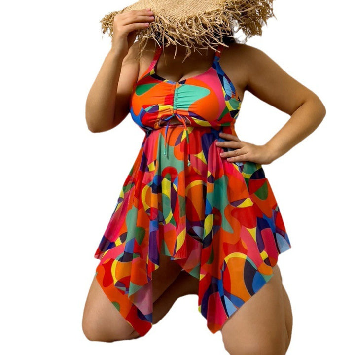 Damen vielseitiges Strandkleid mit modischem Schnitt und buntem Muster Echo Archiv