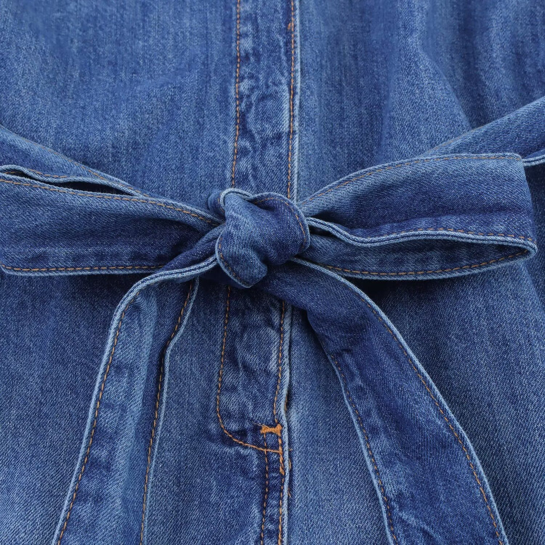 Damen Jeanshemdkleid mit elegantem Gürtel und kurzen Ärmeln Echo Archiv