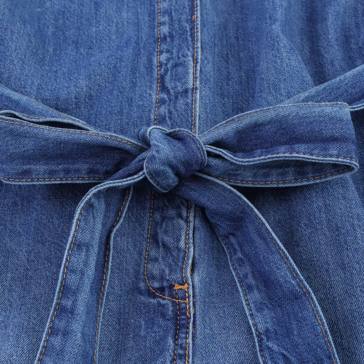 Damen Jeanshemdkleid mit elegantem Gürtel und kurzen Ärmeln Echo Archiv