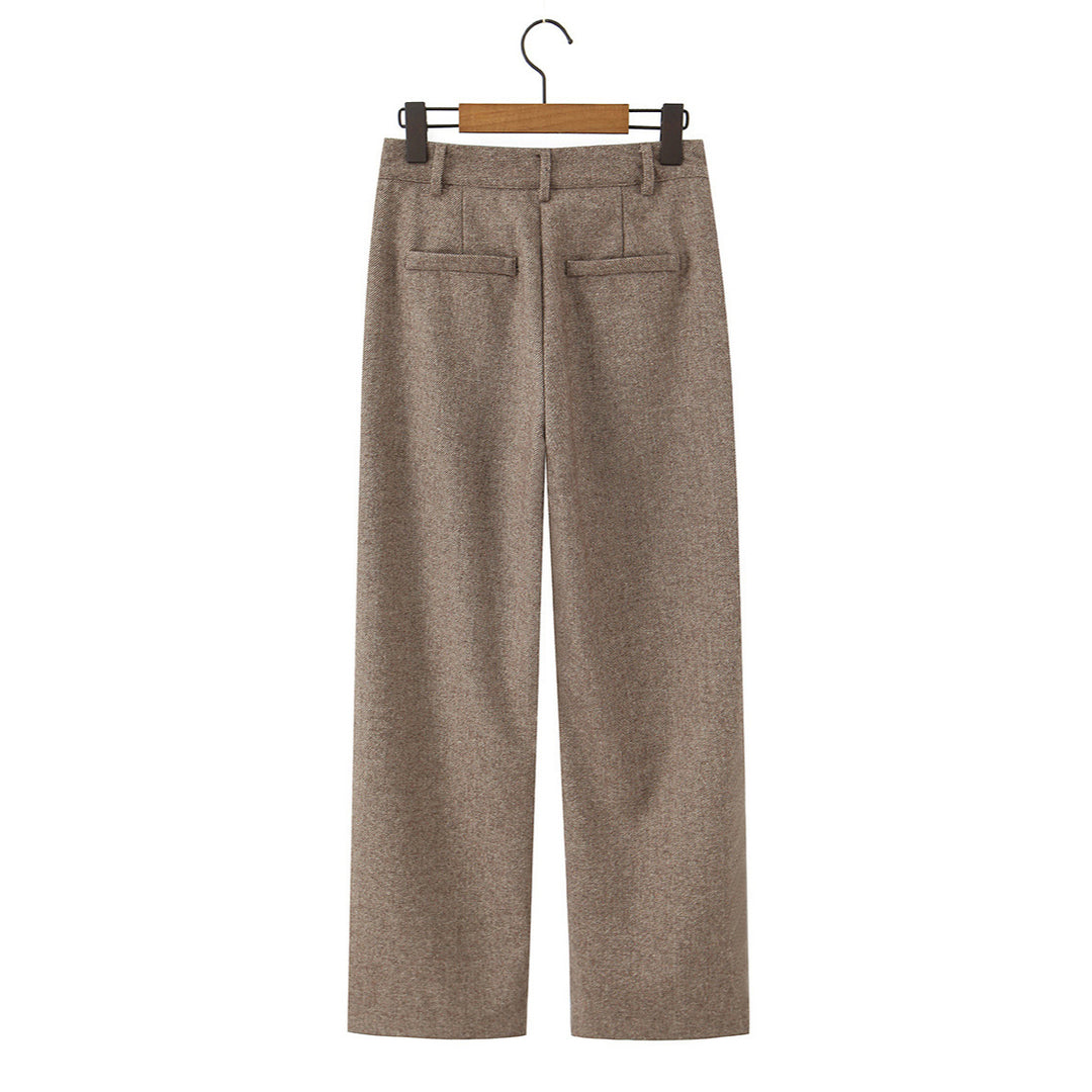 Damen Hochtaillierte weite Wollmix-Hose mit geradem Bein Echoarchiv