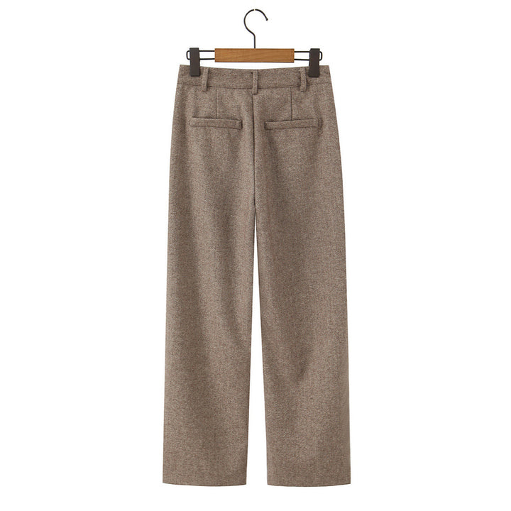 Damen Hochtaillierte weite Wollmix-Hose mit geradem Bein Echoarchiv