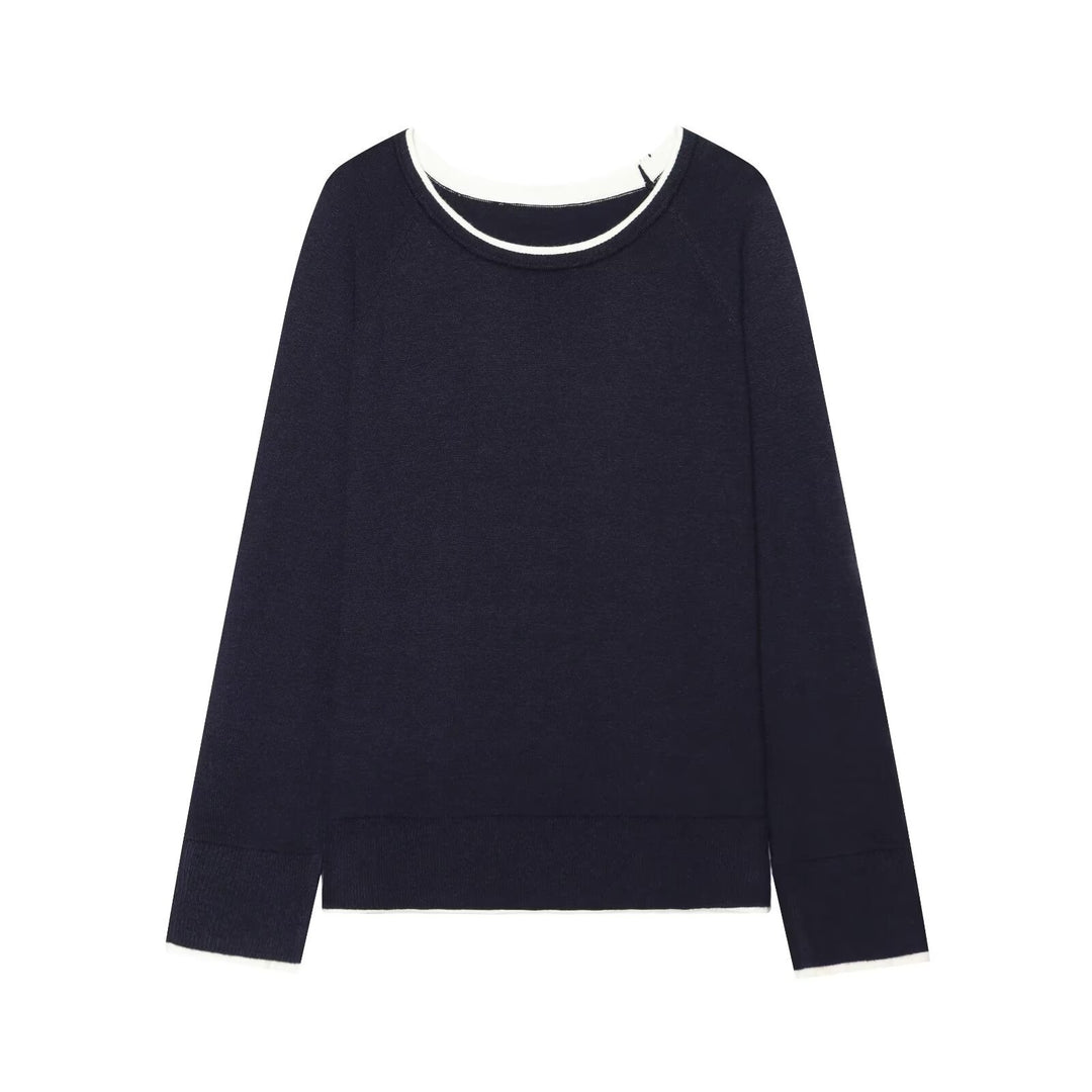 Damen Feiner Raglan-Pullover mit Rundhals und Lagenoptik Echo Archiv