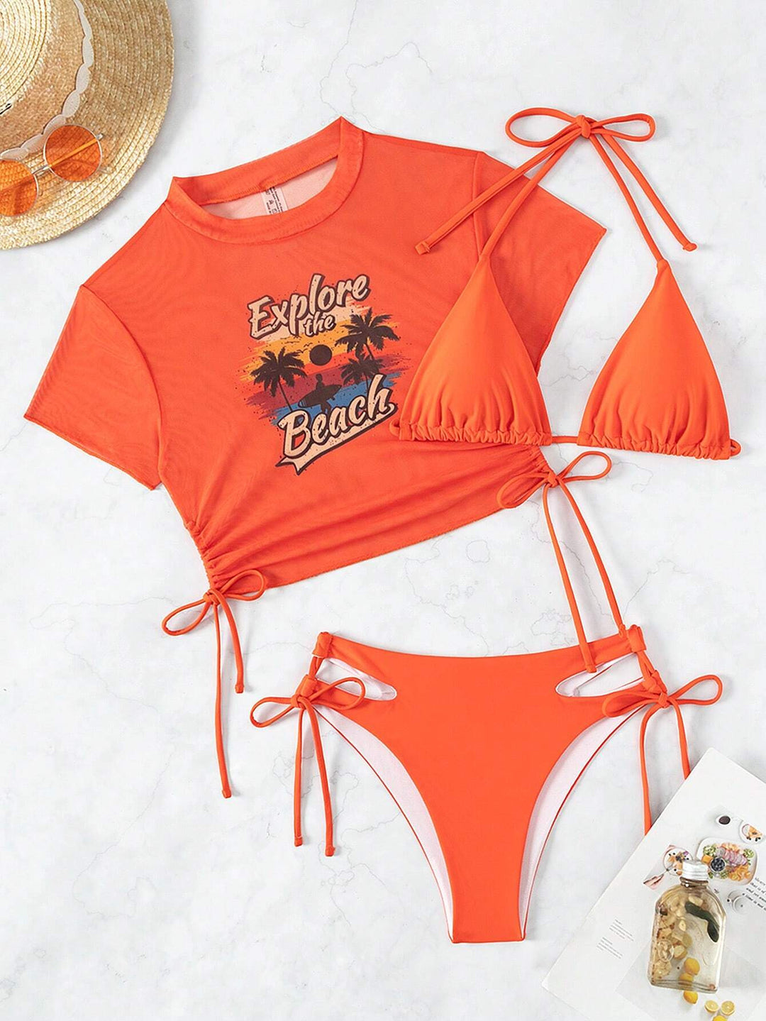Damen Zweiteiliges Bikini-Set mit modischem Crop-Top und Schnittdetails Echo Archiv