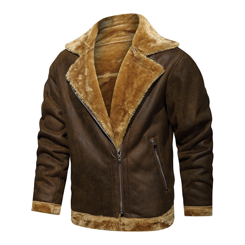 Herren Bikerjacke aus Lederimitat mit Teddyfutter Echoarchiv