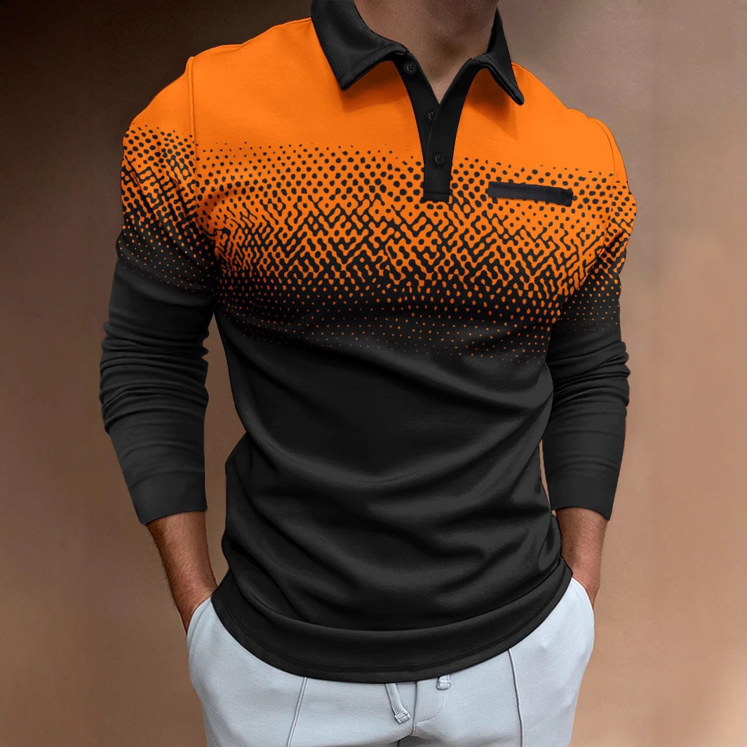 Herren Poloshirt mit modernem Farbverlauf und stylischen Kontrastdetails Echoarchiv
