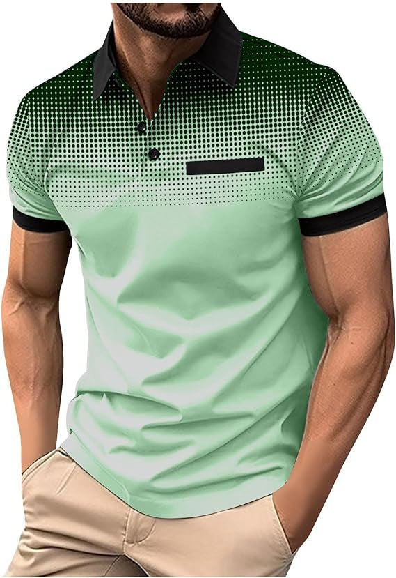Herren Polo-Shirt mit kurzem Arm im Gradient-Muster Echoarchiv