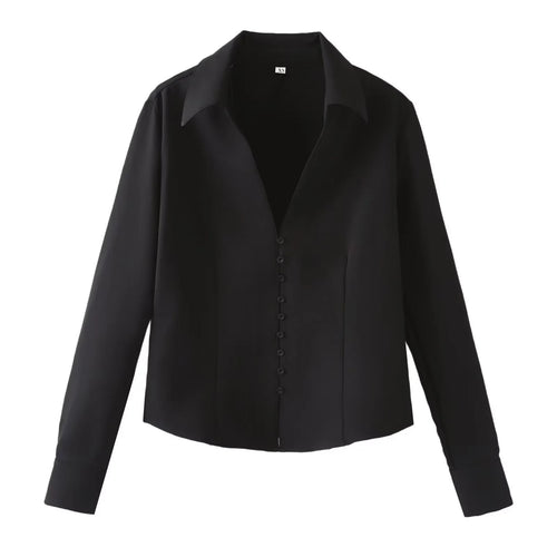 Damen Elegante taillierte Hemdbluse mit feiner Knopfleiste und spitzem Kragen Echo Archiv