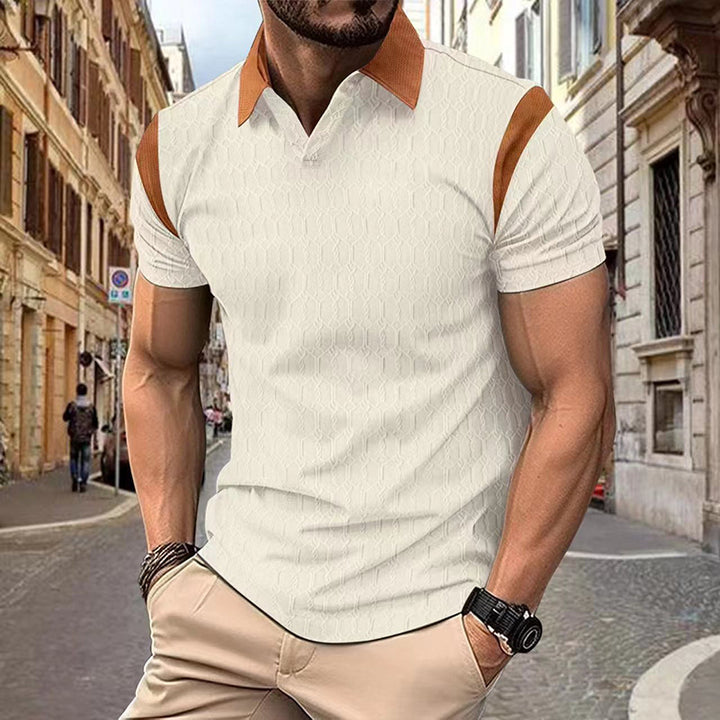 Herren modisches Kurzarm-Hemd mit strukturiertem Design und stylischen Kontrastdetails Echoarchiv