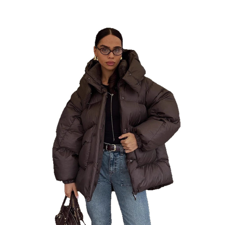 Damen Oversize Steppjacke mit hohem Schalkragen und wattierter Füllung Echoarchiv