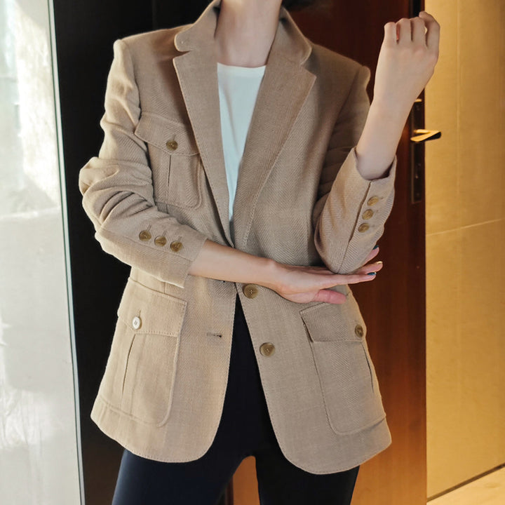 Damen Eleganter und vielseitiger Leinenblazer Echoarchiv