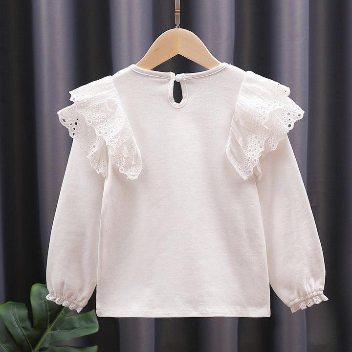 Mädchen Rundhals Sweatshirt mit Rüschendetails und Herzapplikation Echo Archiv