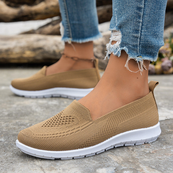 Damen Atmungsaktive Slip-On Freizeitschuhe mit komfortablem Absatz Echoarchiv