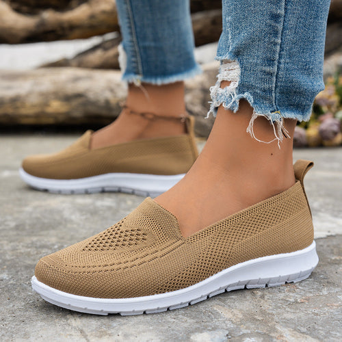 Damen Atmungsaktive Slip-On Freizeitschuhe mit komfortablem Absatz Echoarchiv
