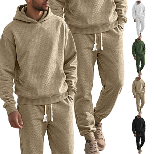 Herren Strukturierter Lounge-Set mit Kapuzenpullover und Jogginghose Echoarchiv