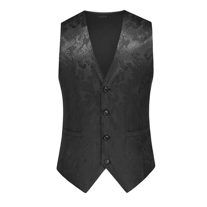 Herren nan feine Jacquard-Anzugweste mit V-Ausschnitt, Zierknöpfen und schmaler Silhouette Echo Archiv