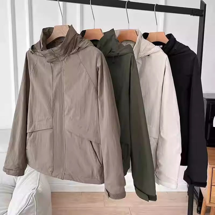 Herren Leichte Übergangsjacke mit verstellbarem Kapuzenkragen Echoarchiv