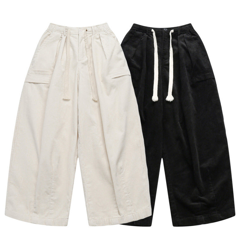Damen Weite hochtaillierte Cordhose im Culotte‑Schnitt mit Tunnelzug und aufgesetzten Taschen Echo Archiv