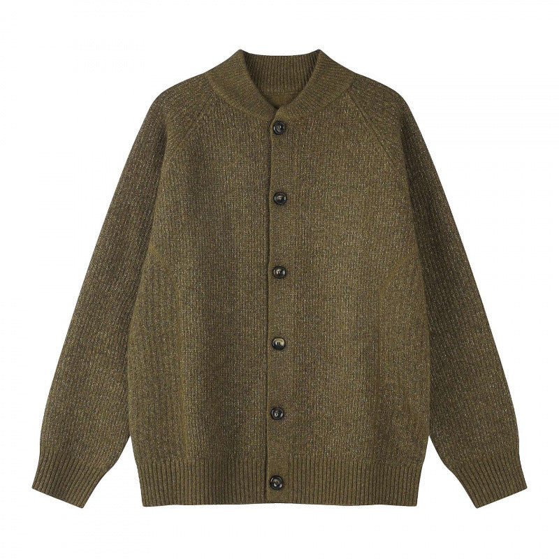 Herren Relaxter Grobstrick-Cardigan mit Raglanärmeln und Rippenabschlüssen Echo Archiv