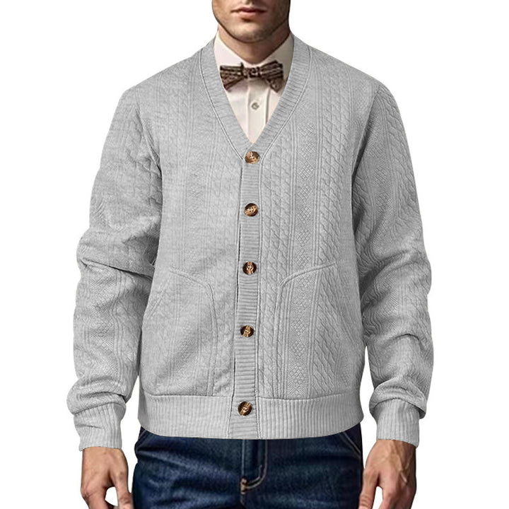 Herren Strickjacke im klassischen Design mit strukturiertem Muster Echoarchiv