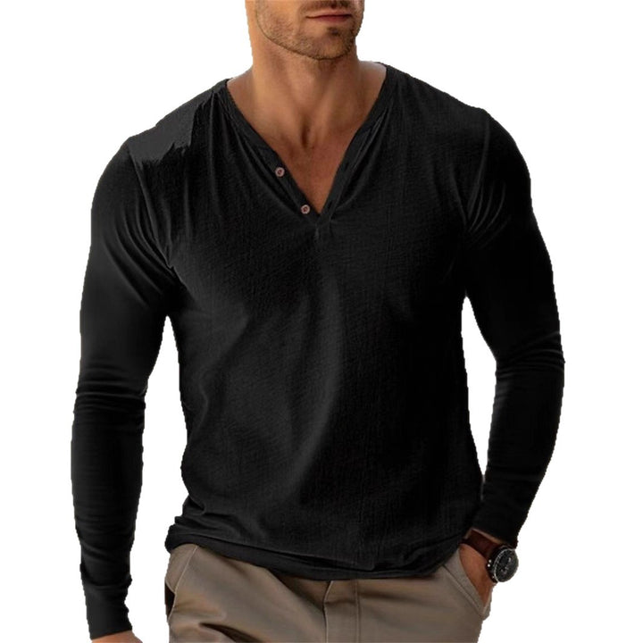 Herren Langarm Shirt mit modischem Henley-Ausschnitt Echoarchiv