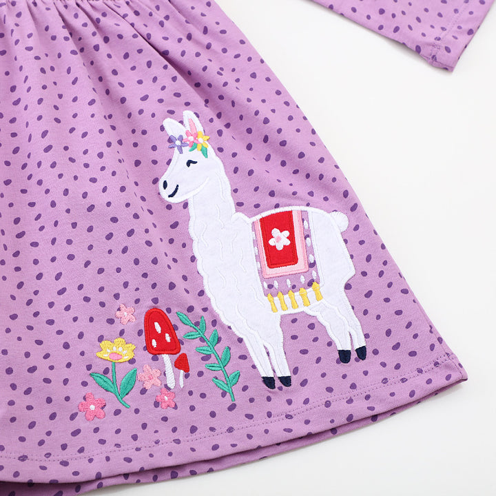 Mädchen Freizeitkleid mit süßer Lama-Applikation Echo Archiv