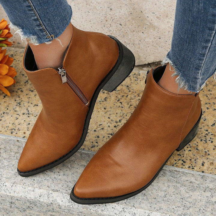 Damen elegante Ankle-Boots mit spitzem Fersenbereich und seitlichem Reißverschluss Echoarchiv