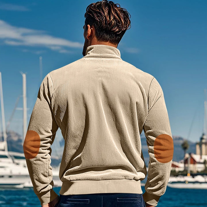 Herren bequemer Pullover mit Stehkragen und Knopfleiste Echoarchiv