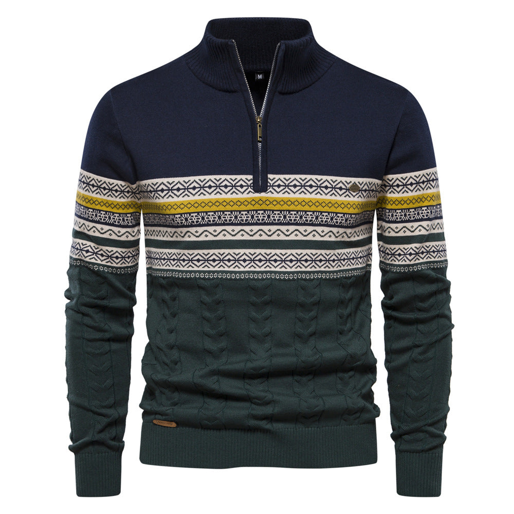 Herren Pullover mit modernem Zipper und attraktiven Farbmustern Echoarchiv