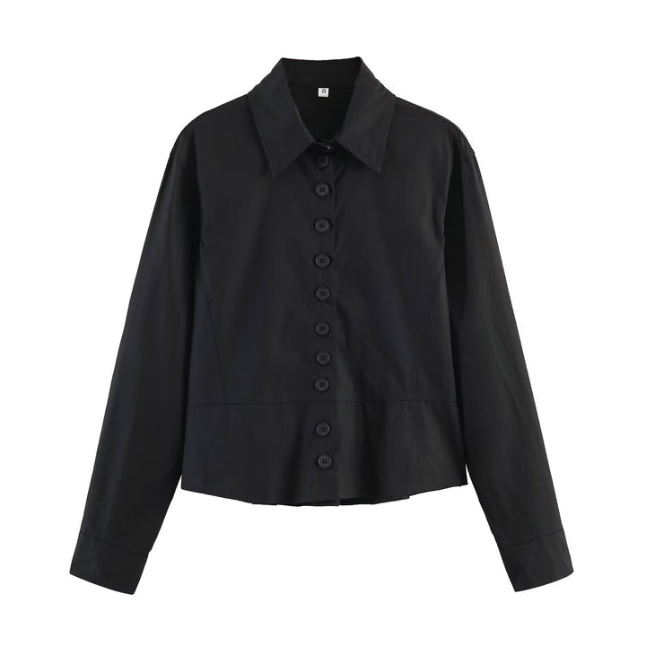 Damen gekürzte Blusenjacke mit durchgehender Knopfleiste und Hemdkragen Echo Archiv