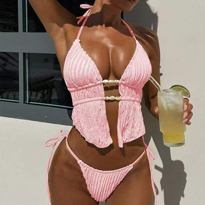 Damen Bikini-Set mit kreativen Rüschendetails und eleganten Bindebändern Echo Archiv