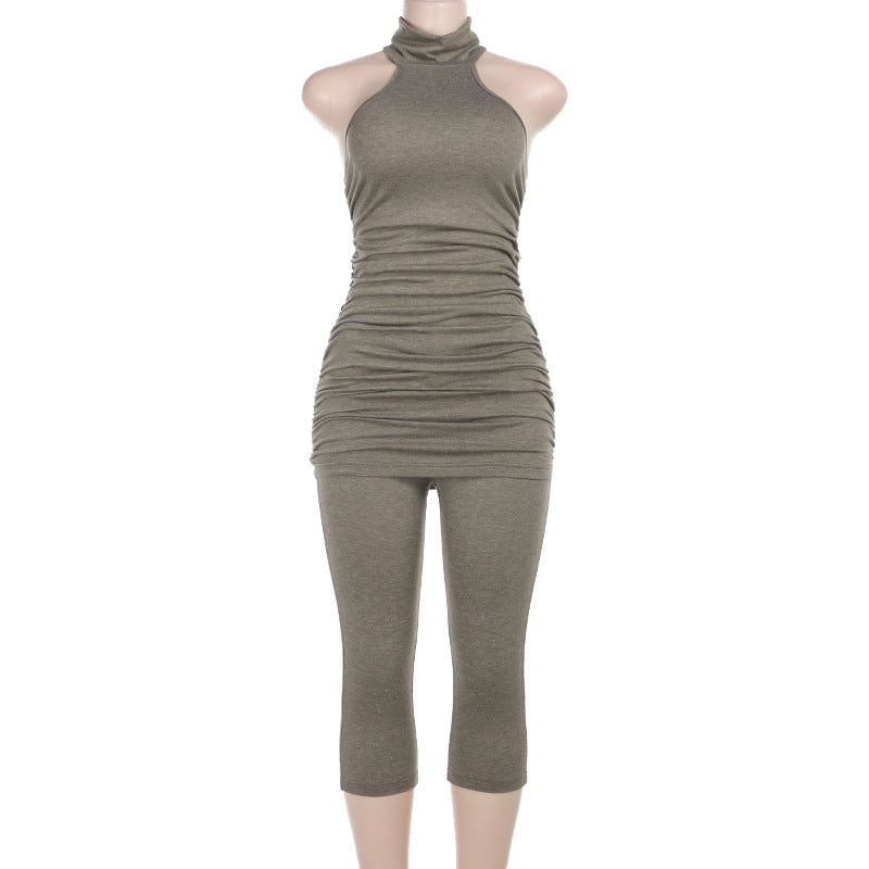 Damen yoga t-shirt und dreiviertel leggings Set Echo Archiv