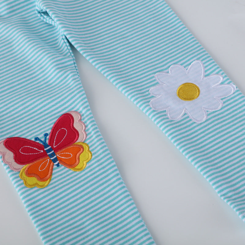 Mädchen Leggings mit buntem Schmetterlings- und Blumenapplikationen Echo Archiv