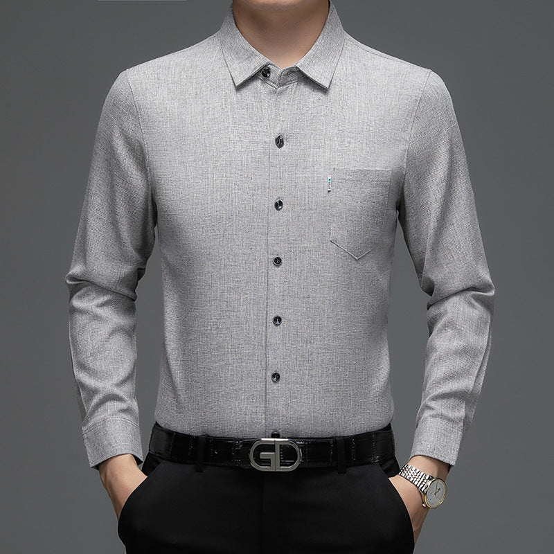 Herren elegantes Langarm-Hemd mit feinem Strukturdesign Echoarchiv
