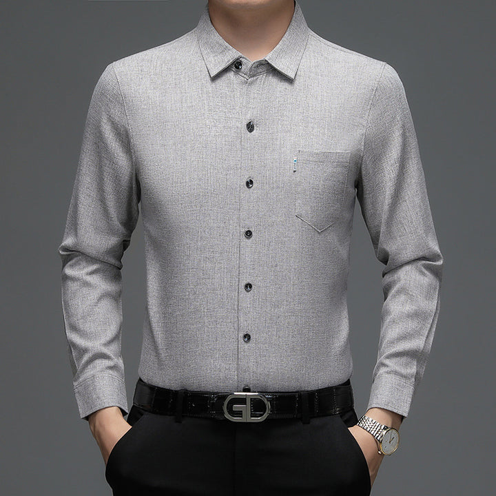 Herren elegantes Langarm-Hemd mit feinem Strukturdesign Echoarchiv