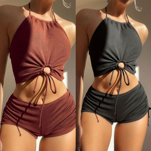 Damen Sportlicher Bikiniset mit raffiniertem Wickeldesign und verstellbaren Trägern Echo Archiv