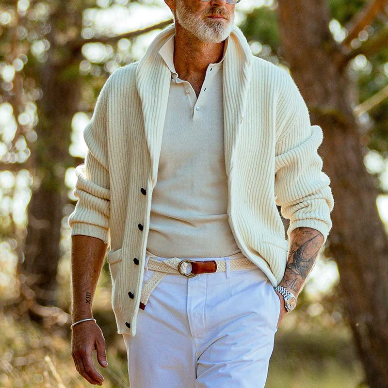 Herren gemütlicher Strickjacke mit stylischem Kragen Echoarchiv