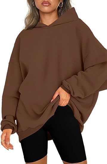 Damen nan oversized Kapuzenpullover im Boxy-Cut mit innen angerautem Fleece, überschnittener Schulter und verlängertem Rückenteil Echo Archiv