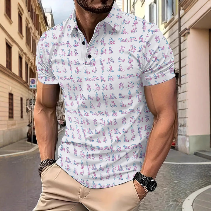 Herren Kurzarm Poloshirt mit kreativem Motivdruck Echoarchiv